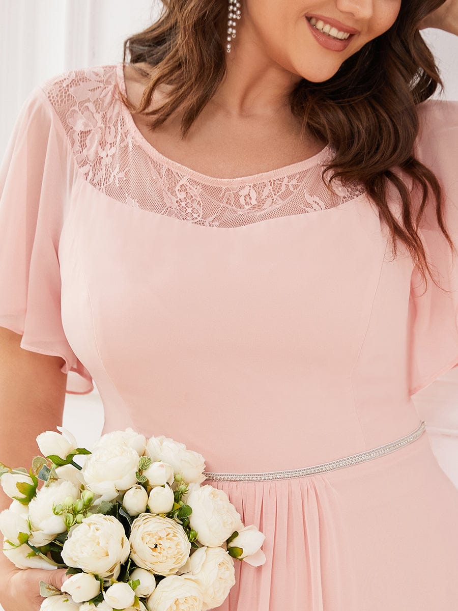 Elegant Chiffon Mother of the Bride Dress with Ruffle Sleeves and Asymmetrical Hem