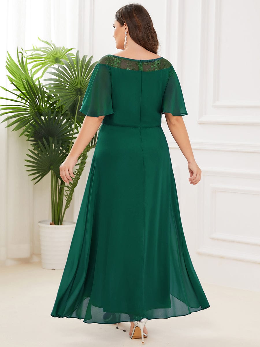 Elegant Chiffon Mother of the Bride Dress with Ruffle Sleeves and Asymmetrical Hem