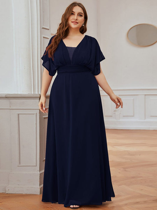 Elegant Chiffon Plus Size Evening Party Dress with Empire Waist