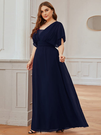 Elegant Chiffon Plus Size Evening Party Dress with Empire Waist