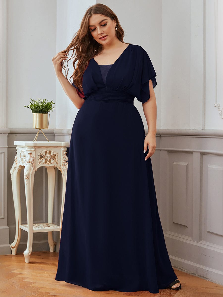 Elegant Chiffon Plus Size Evening Party Dress with Empire Waist