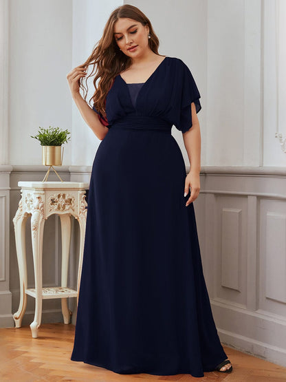 Elegant Chiffon Plus Size Evening Party Dress with Empire Waist