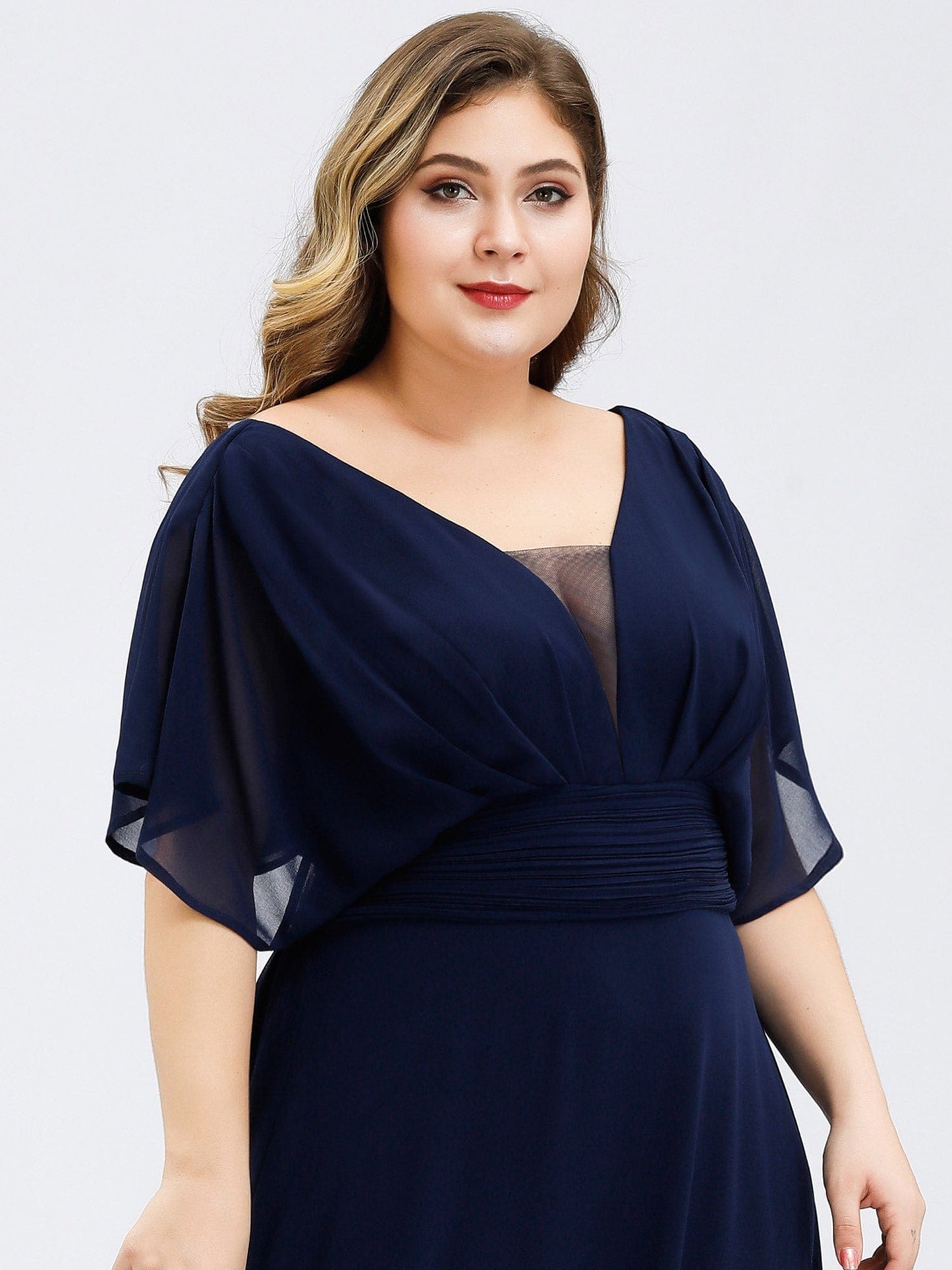 Elegant Chiffon Plus Size Evening Party Dress with Empire Waist