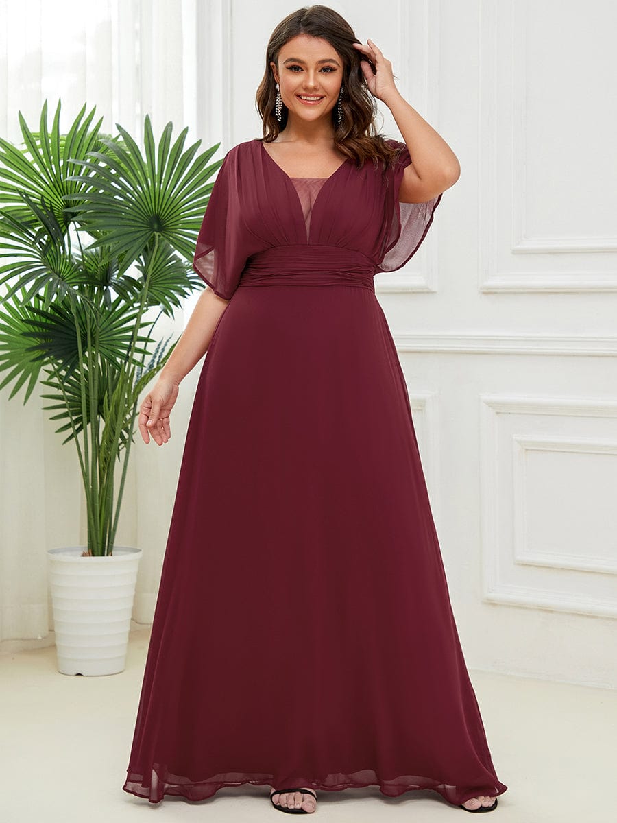 Elegant Chiffon Plus Size Evening Party Dress with Empire Waist