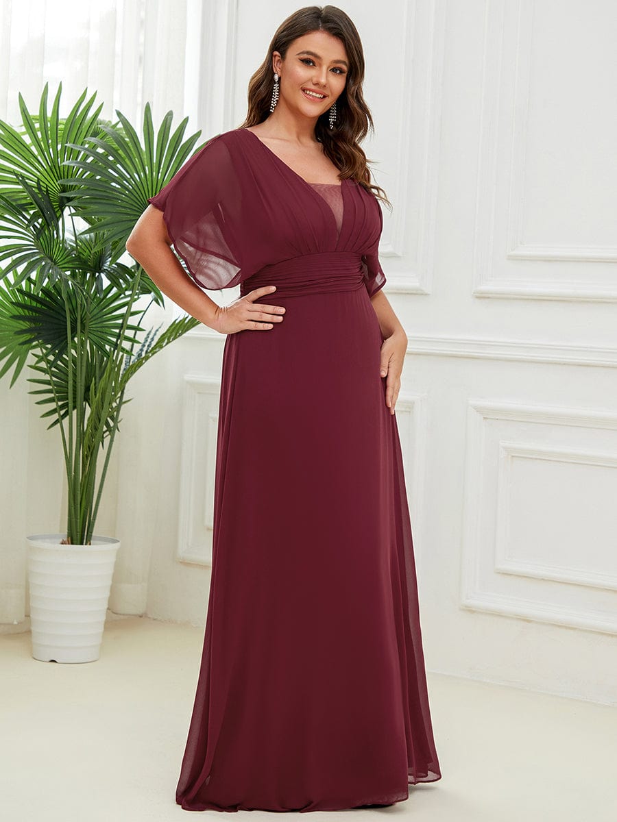 Elegant Chiffon Plus Size Evening Party Dress with Empire Waist