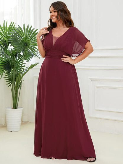 Elegant Chiffon Plus Size Evening Party Dress with Empire Waist