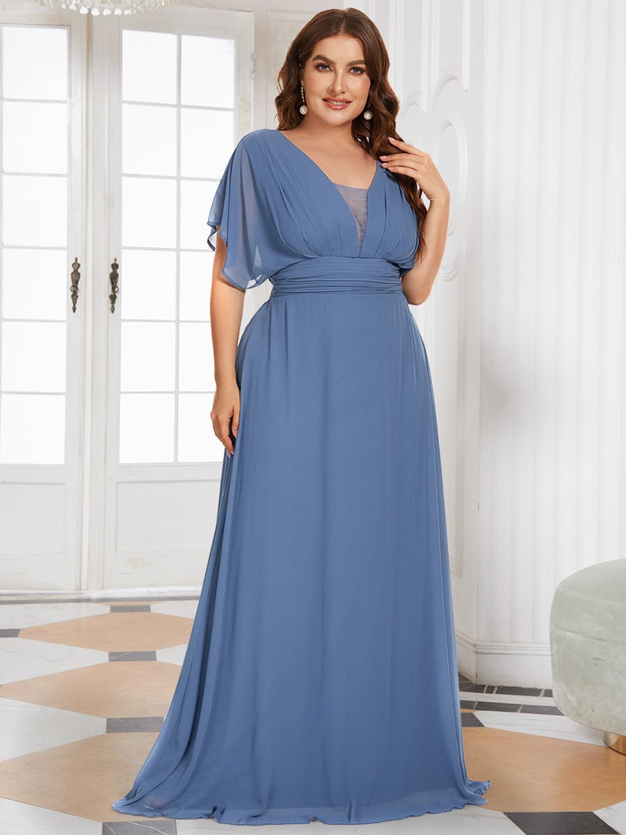 Elegant Chiffon Plus Size Evening Party Dress with Empire Waist