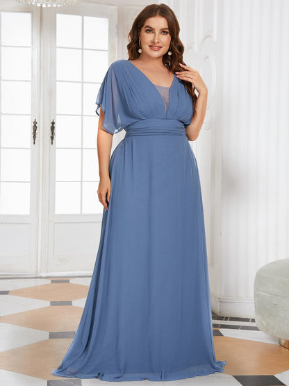 Elegant Chiffon Plus Size Evening Party Dress with Empire Waist
