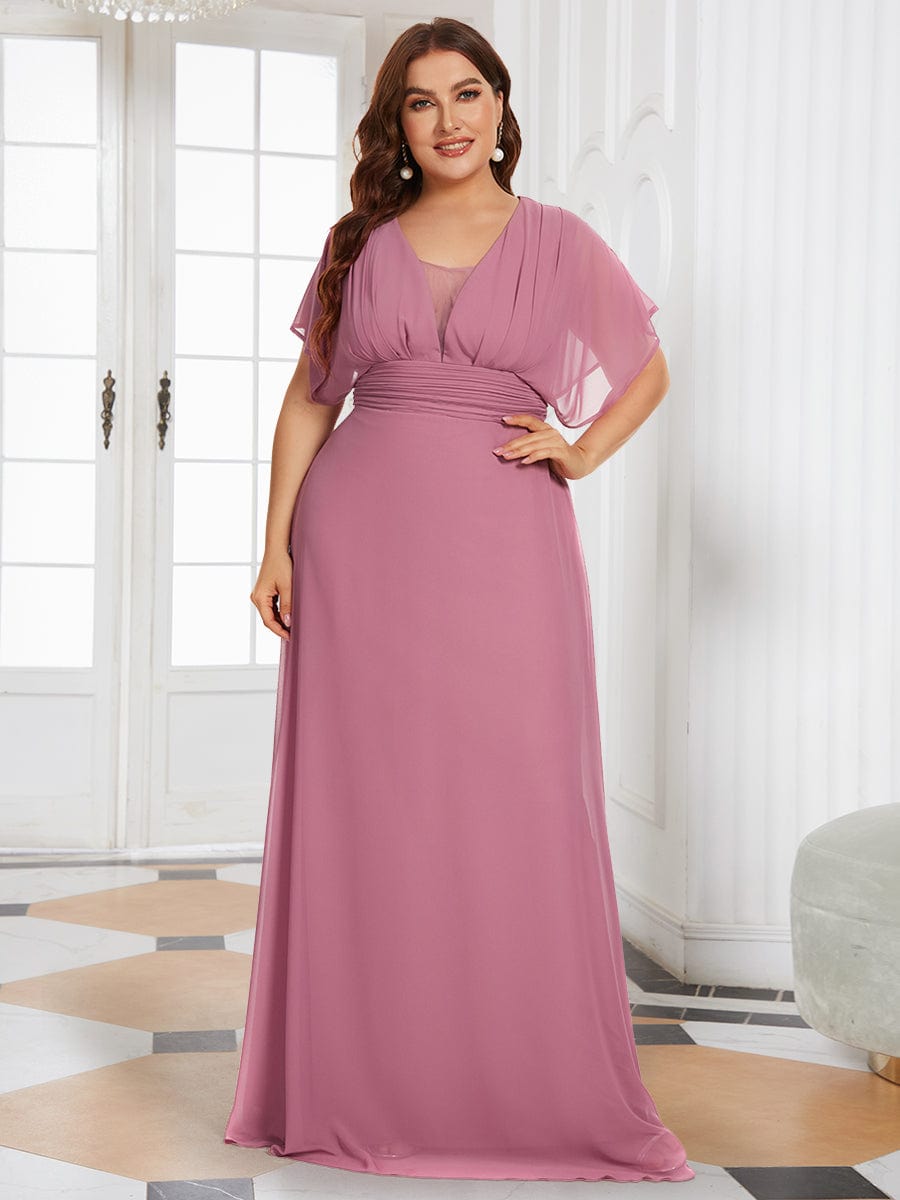 Elegant Chiffon Plus Size Evening Party Dress with Empire Waist
