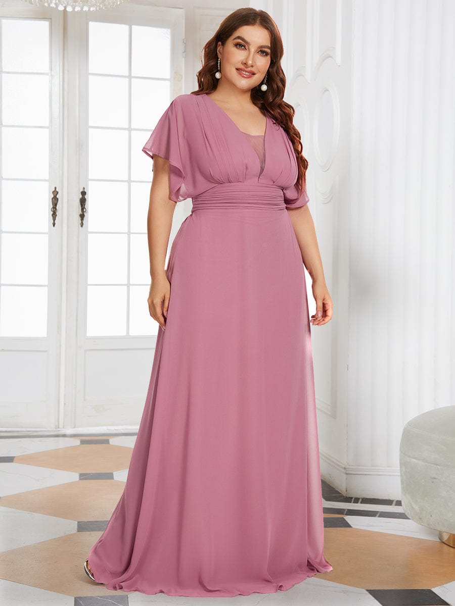 Elegant Chiffon Plus Size Evening Party Dress with Empire Waist