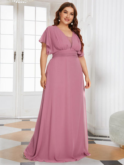 Elegant Chiffon Plus Size Evening Party Dress with Empire Waist
