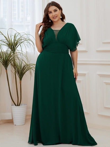 Elegant Chiffon Plus Size Evening Party Dress with Empire Waist