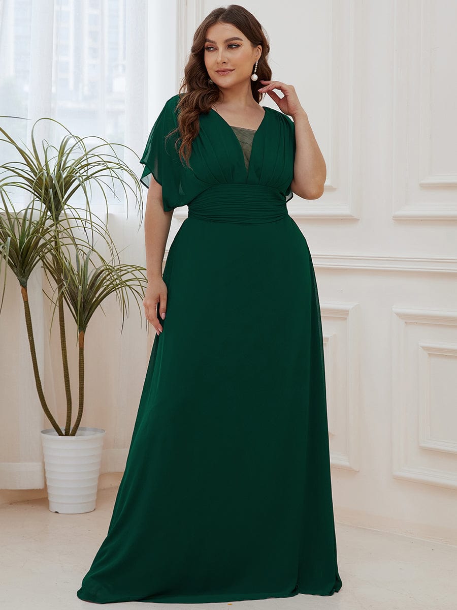 Elegant Chiffon Plus Size Evening Party Dress with Empire Waist
