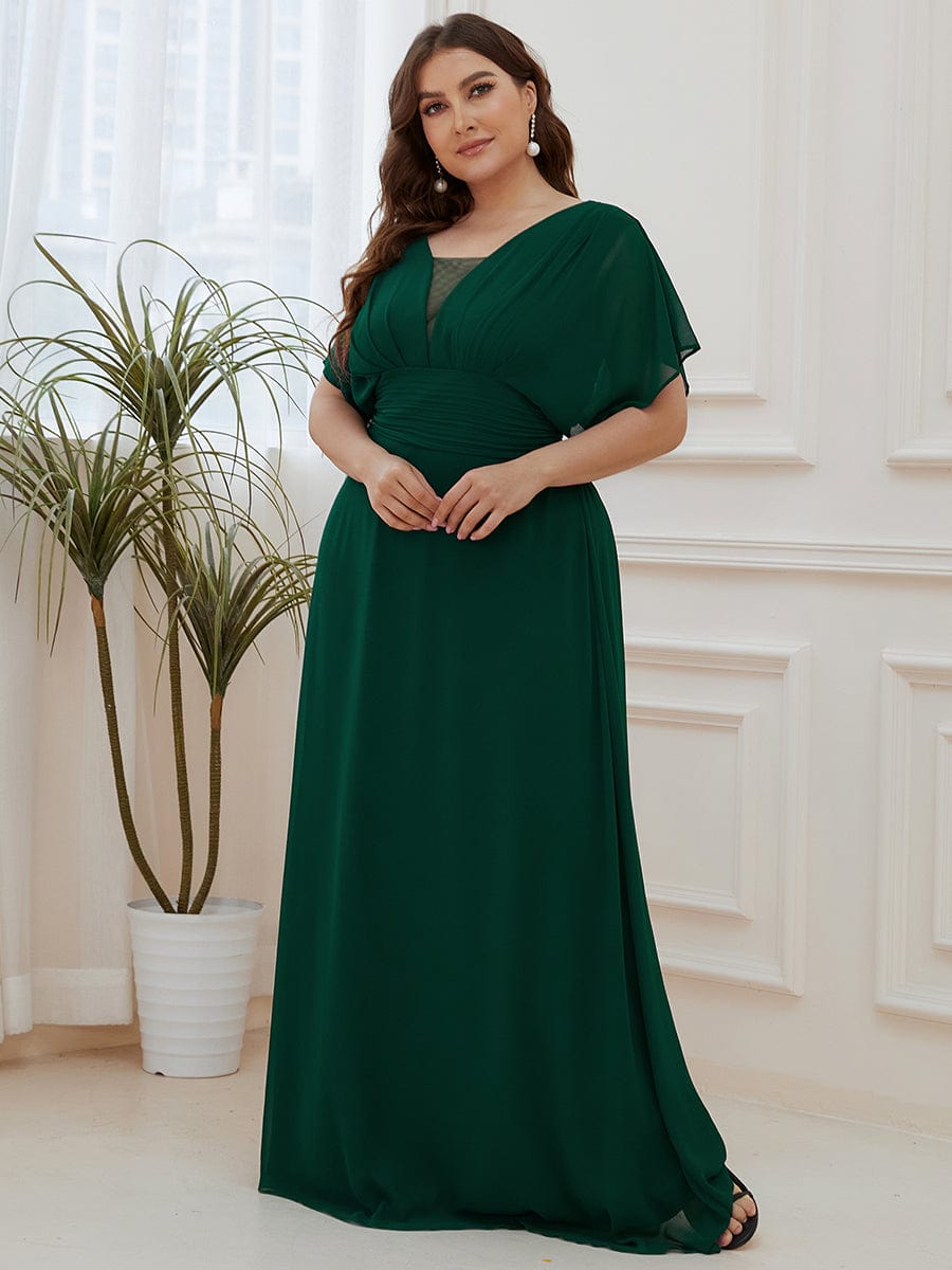 Elegant Chiffon Plus Size Evening Party Dress with Empire Waist