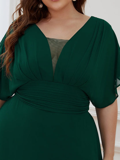 Elegant Chiffon Plus Size Evening Party Dress with Empire Waist