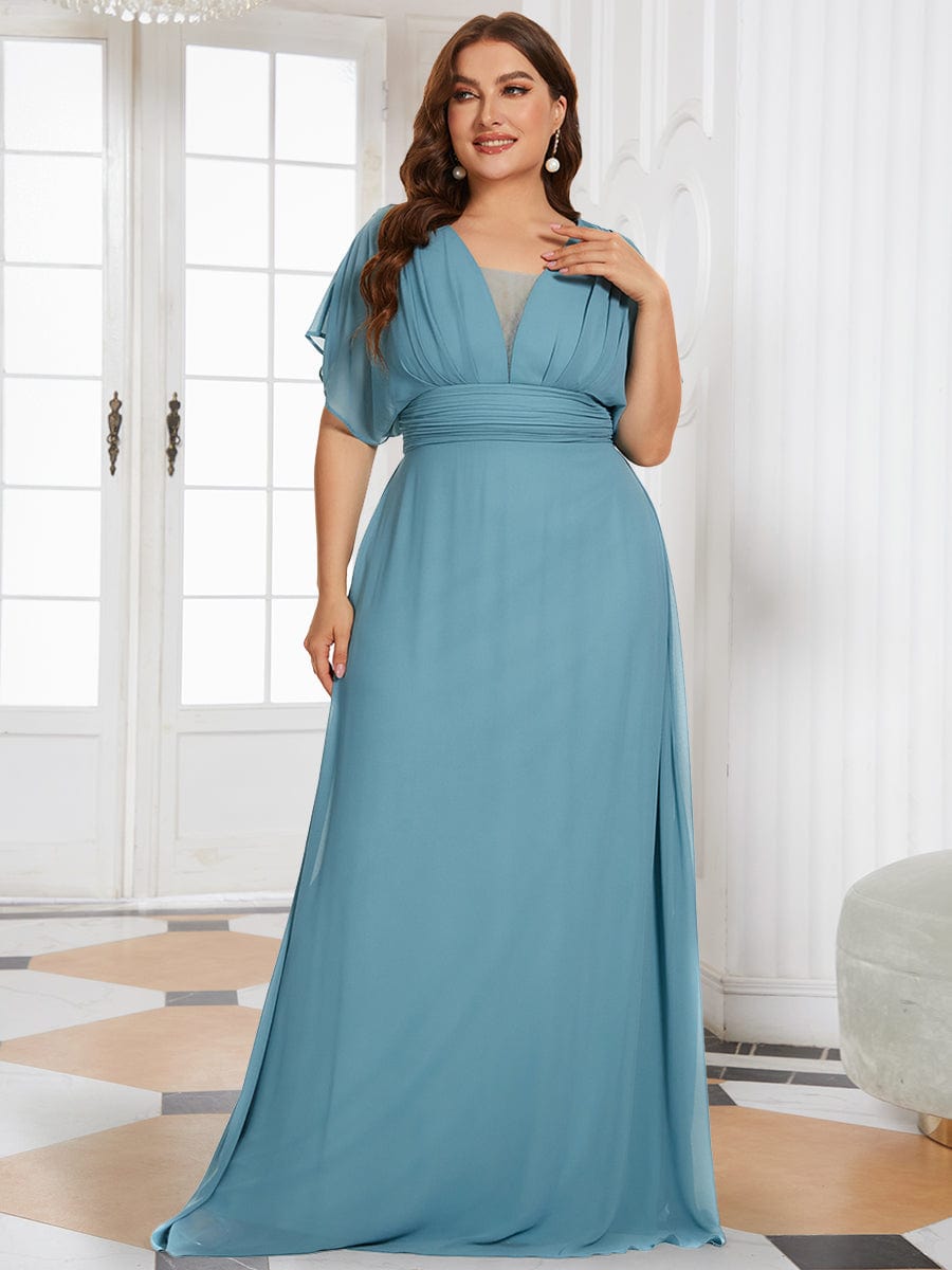 Elegant Chiffon Plus Size Evening Party Dress with Empire Waist