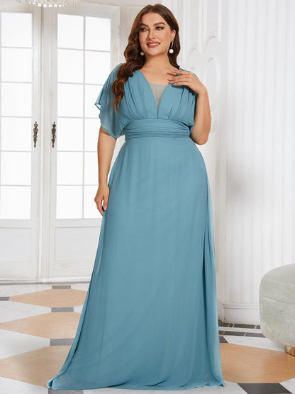 Elegant Chiffon Plus Size Evening Party Dress with Empire Waist