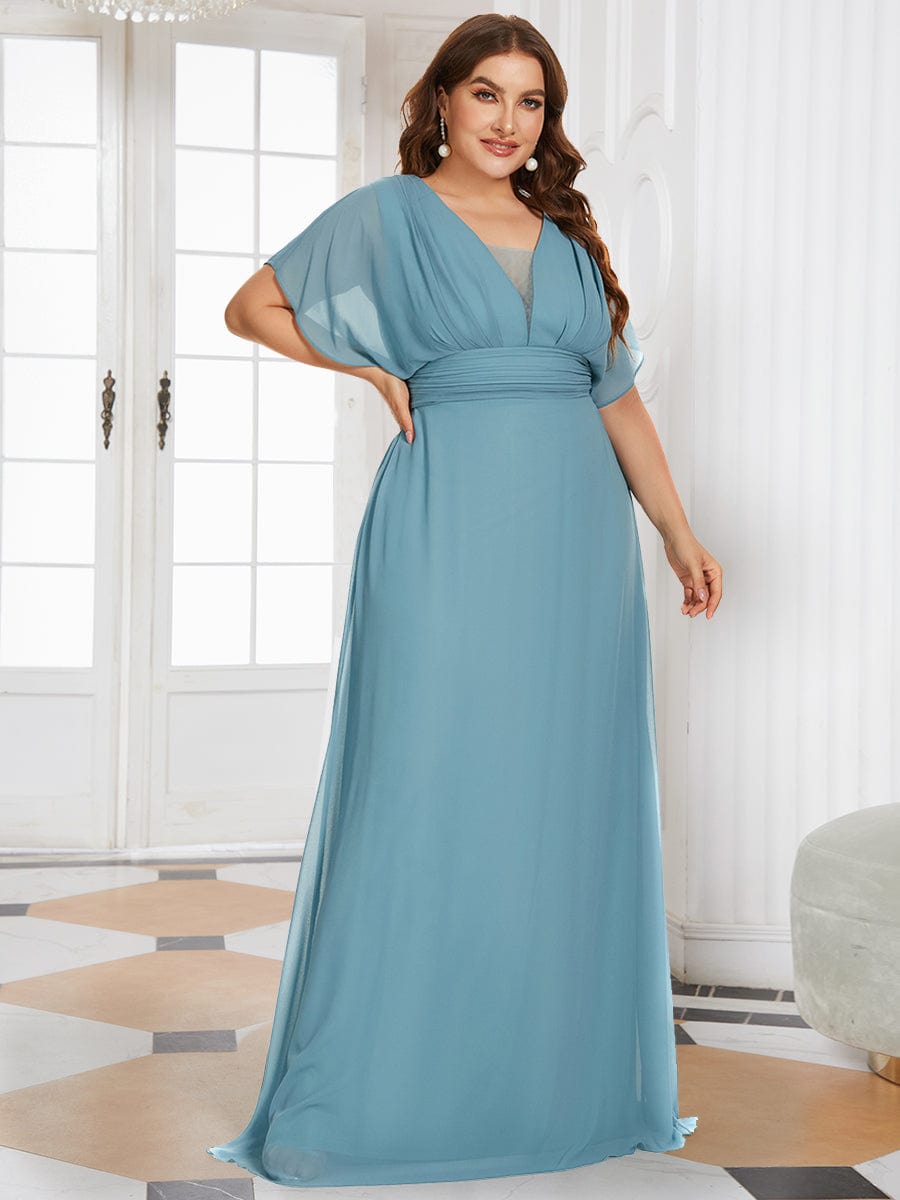 Elegant Chiffon Plus Size Evening Party Dress with Empire Waist