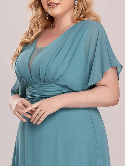 Elegant Chiffon Plus Size Evening Party Dress with Empire Waist