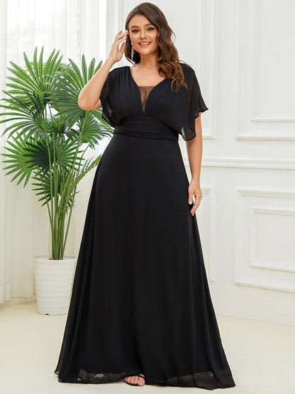 Elegant Chiffon Plus Size Evening Party Dress with Empire Waist