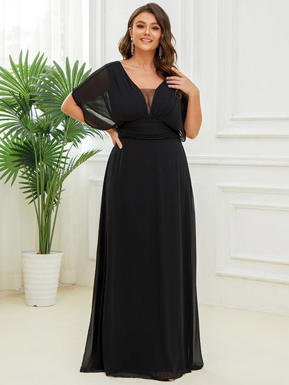 Elegant Chiffon Plus Size Evening Party Dress with Empire Waist
