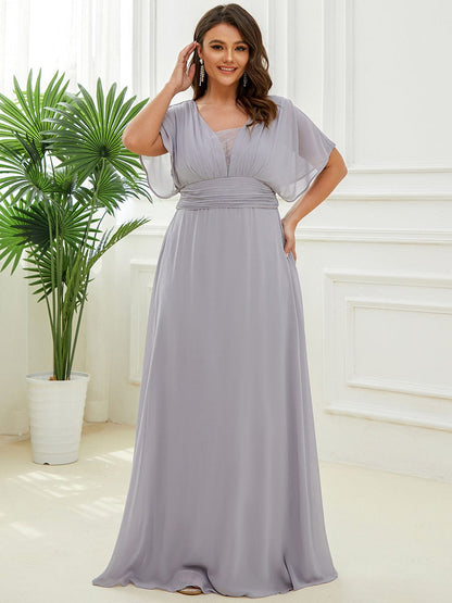 Elegant Chiffon Plus Size Evening Party Dress with Empire Waist