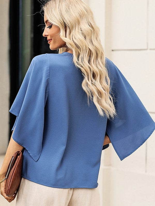 Elegant Chiffon V-Neck Pullover for Women in Various Colors and Sizes