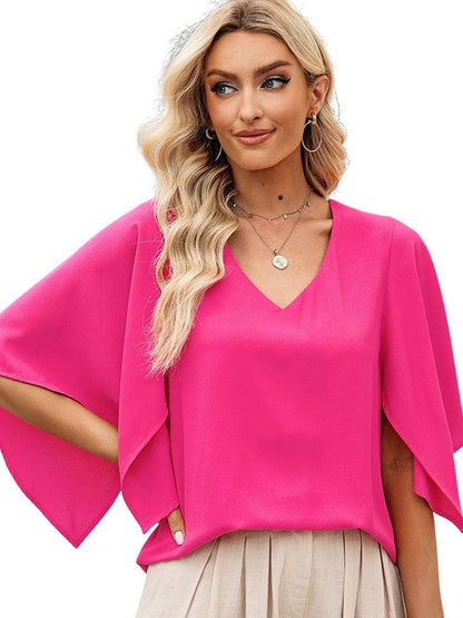 Elegant Chiffon V-Neck Pullover for Women in Various Colors and Sizes