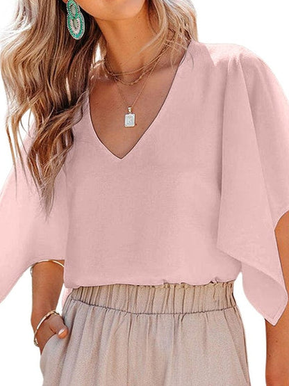 Elegant Chiffon V-Neck Pullover for Women in Various Colors and Sizes