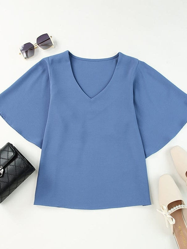 Elegant Chiffon V-Neck Pullover for Women in Various Colors and Sizes