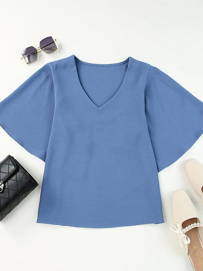 Elegant Chiffon V-Neck Pullover for Women in Various Colors and Sizes