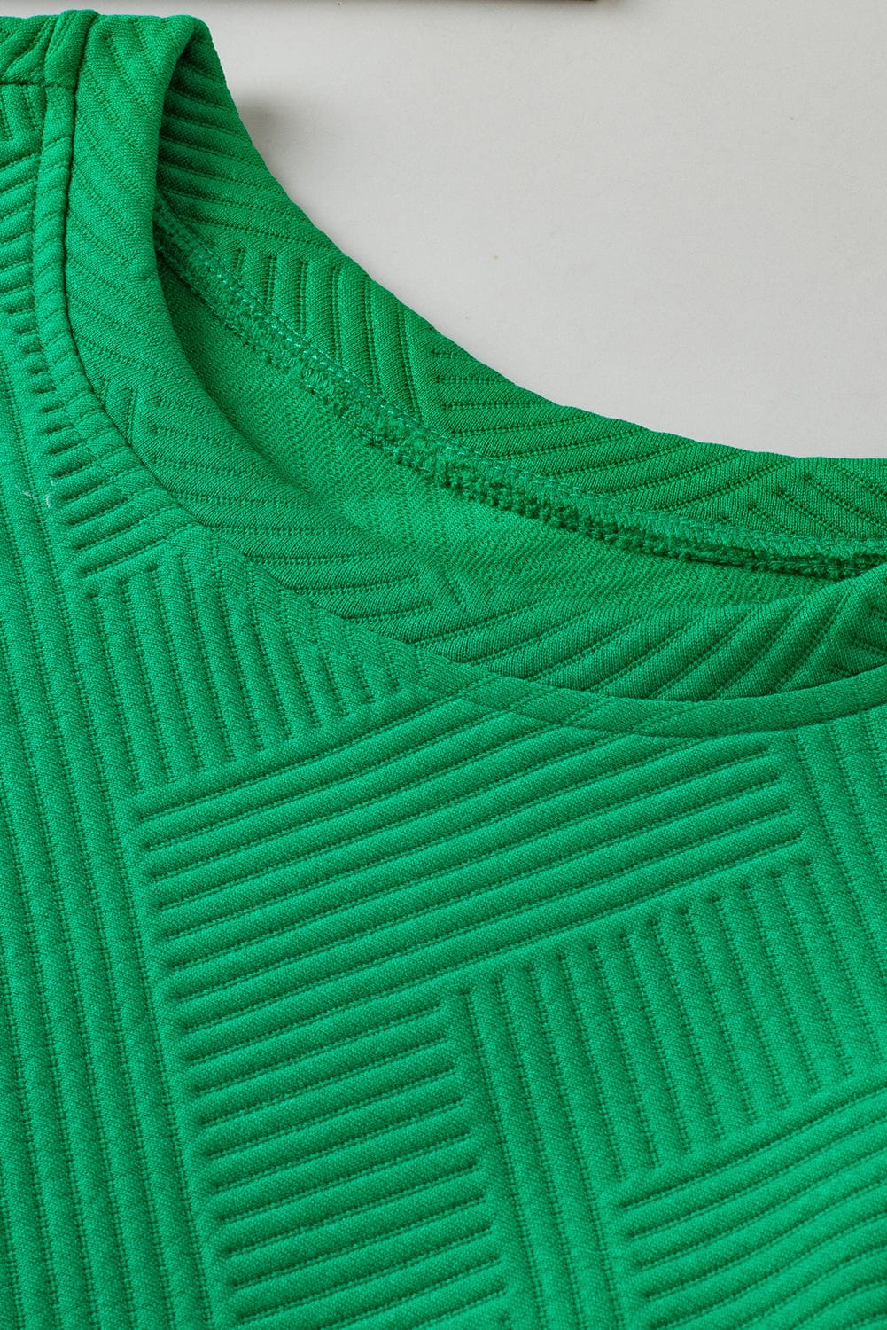 Elegant Dark Green Ruffled Textured Puff Sleeve Blouse