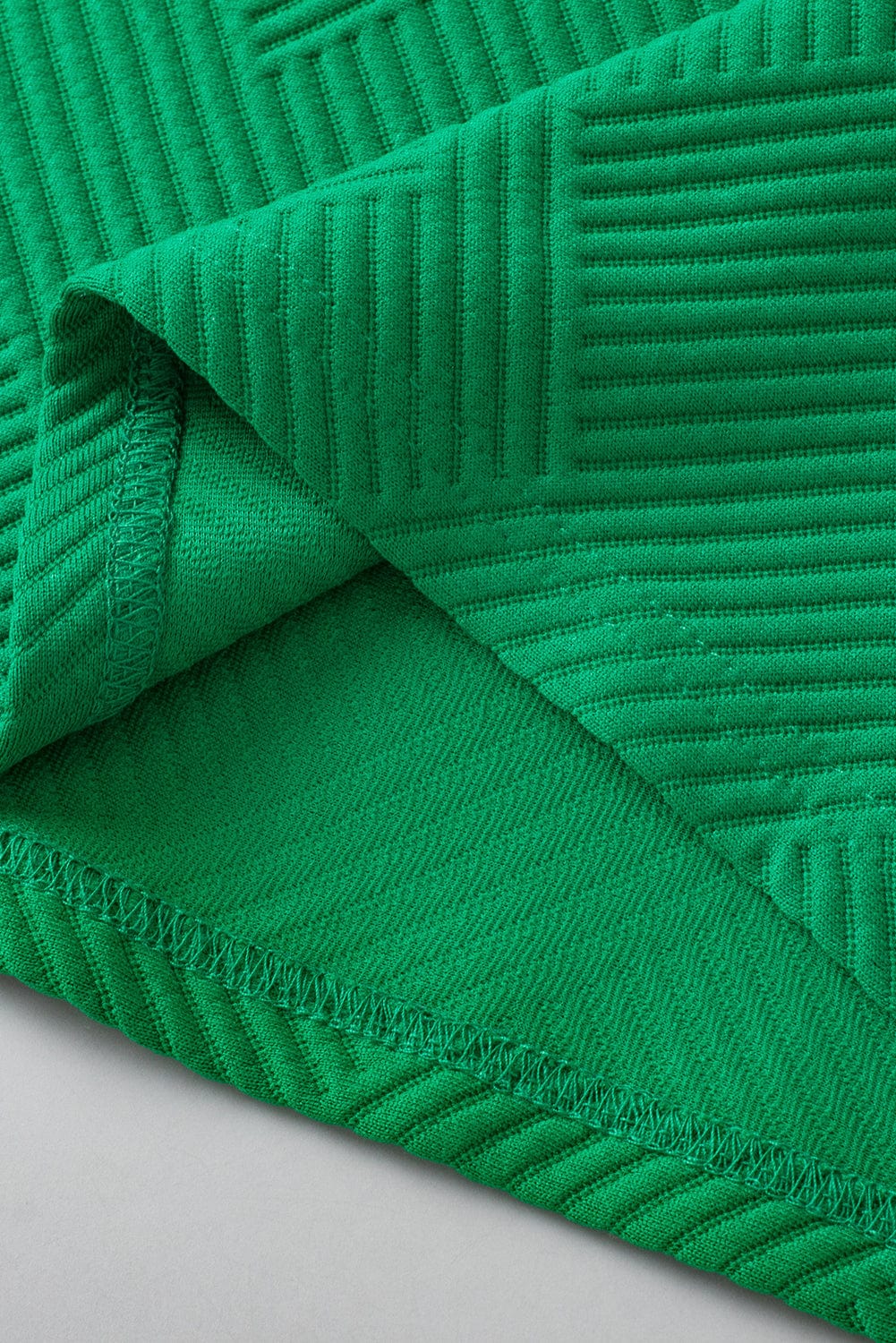 Elegant Dark Green Ruffled Textured Puff Sleeve Blouse