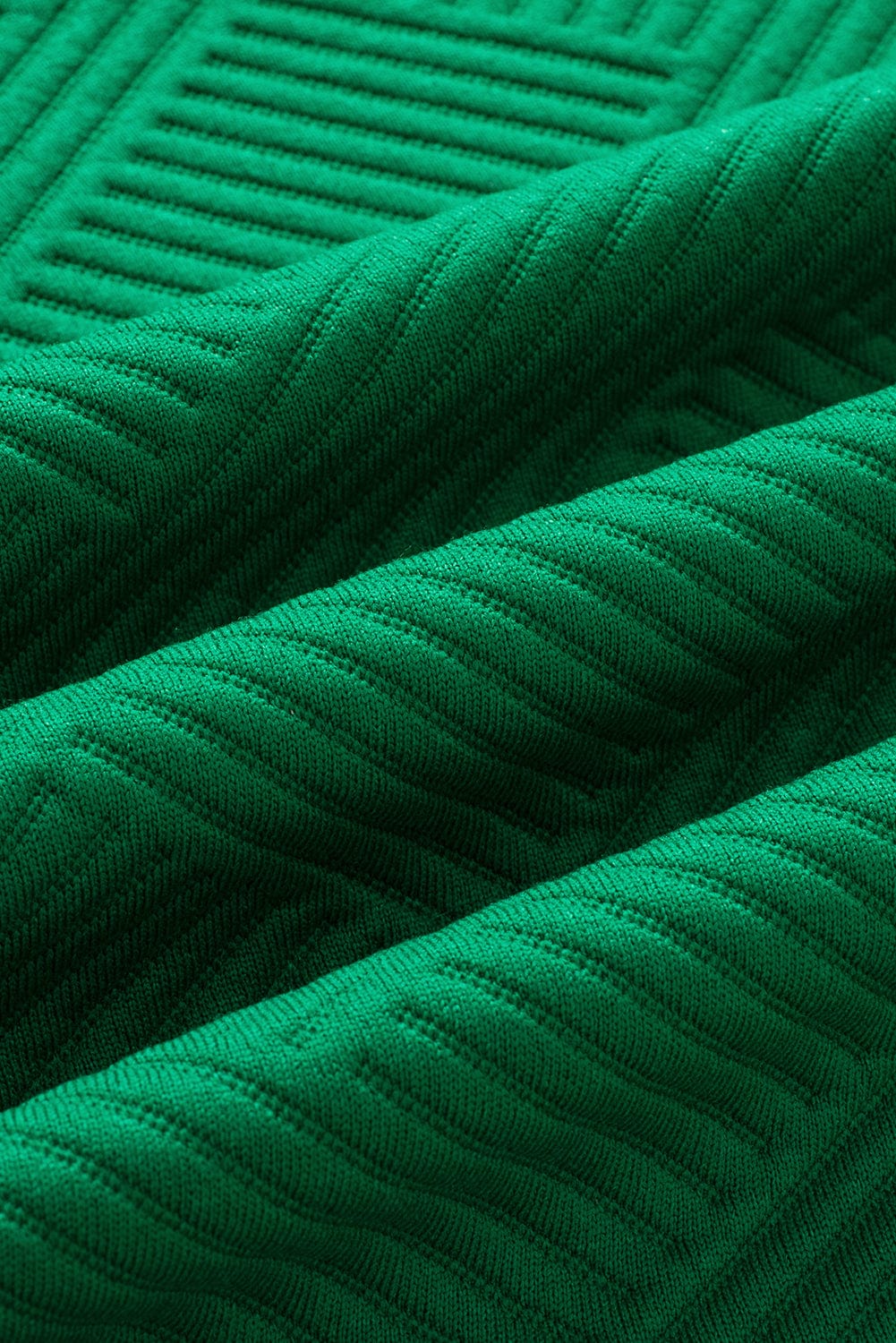 Elegant Dark Green Ruffled Textured Puff Sleeve Blouse