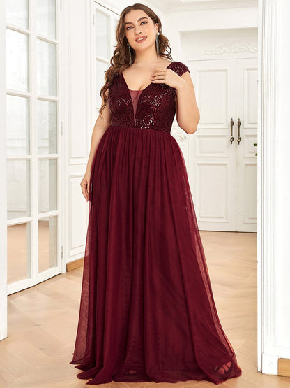 Elegant Deep V Neck A Line Evening Gown
