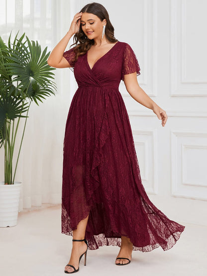 Elegant Deep V-Neck A-Line Evening Gown with Sheer Sleeves