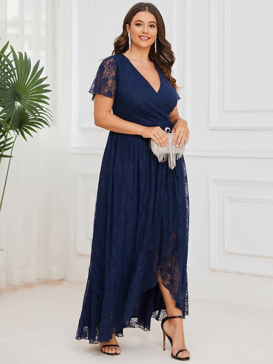 Elegant Deep V-Neck A-Line Evening Gown with Sheer Sleeves