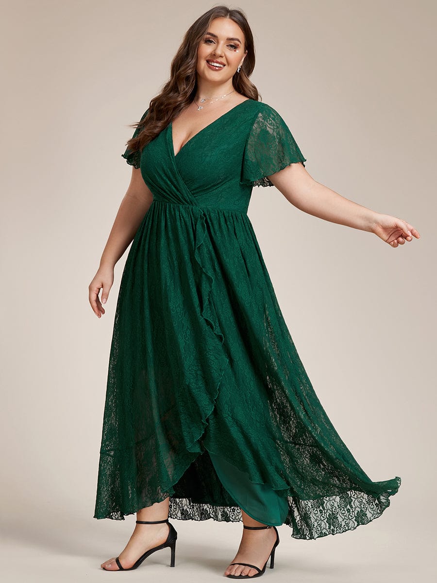 Elegant Deep V-Neck A-Line Evening Gown with Sheer Sleeves