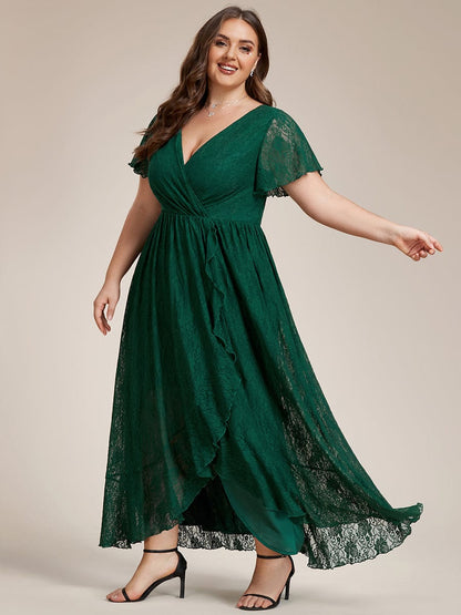 Elegant Deep V-Neck A-Line Evening Gown with Sheer Sleeves