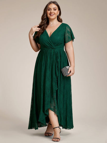 Elegant Deep V-Neck A-Line Evening Gown with Sheer Sleeves