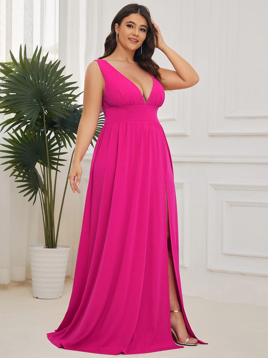 Elegant Deep V-Neck A-Line Sleeveless Bridesmaid Gown