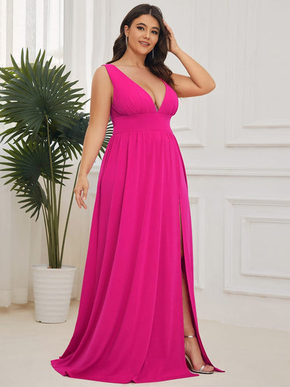 Elegant Deep V-Neck A-Line Sleeveless Bridesmaid Gown