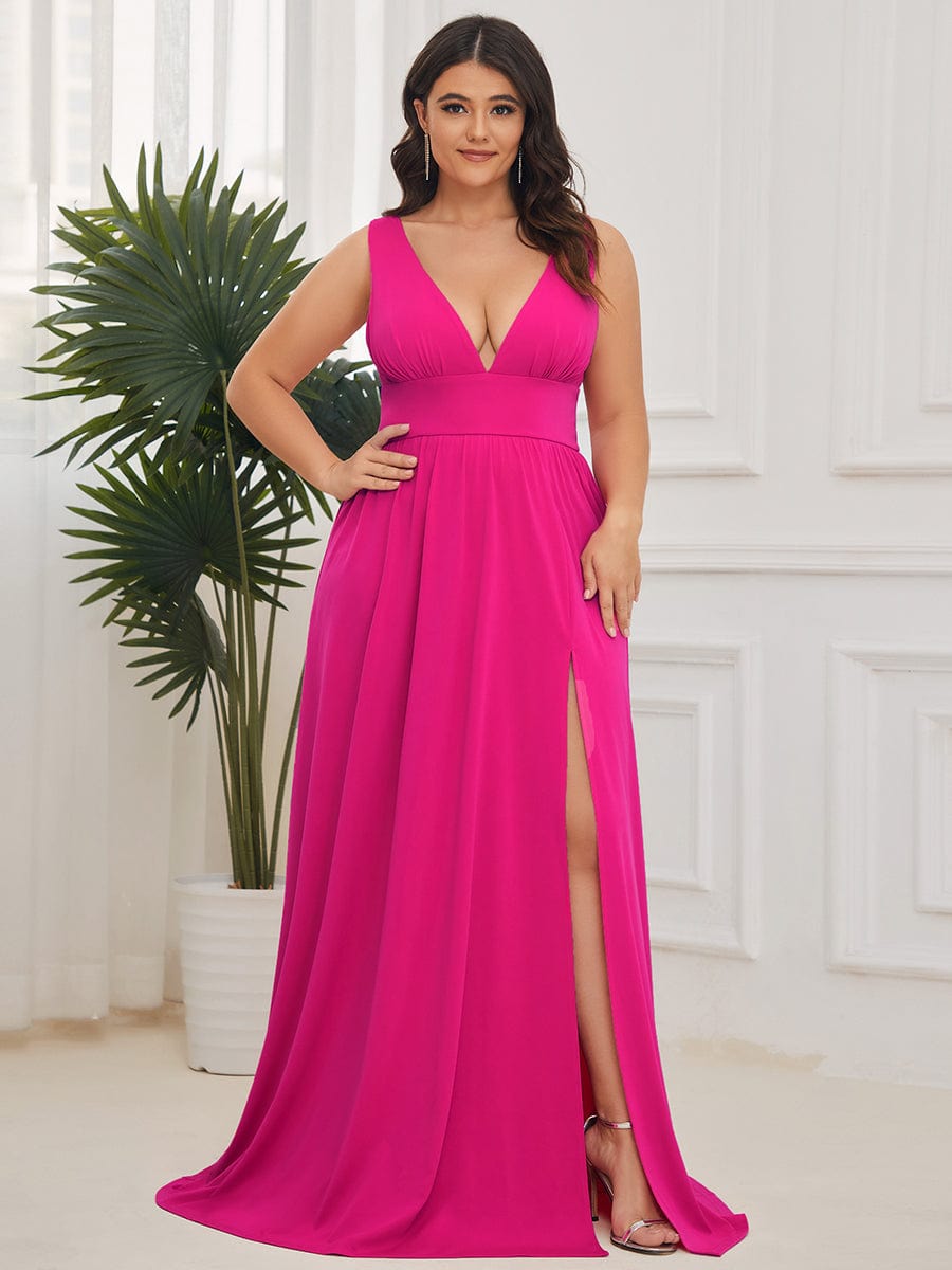 Elegant Deep V-Neck A-Line Sleeveless Bridesmaid Gown