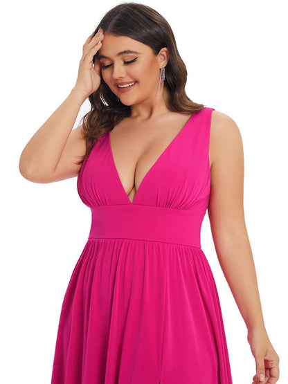 Elegant Deep V-Neck A-Line Sleeveless Bridesmaid Gown