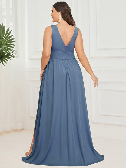 Elegant Deep V-Neck A-Line Sleeveless Bridesmaid Gown