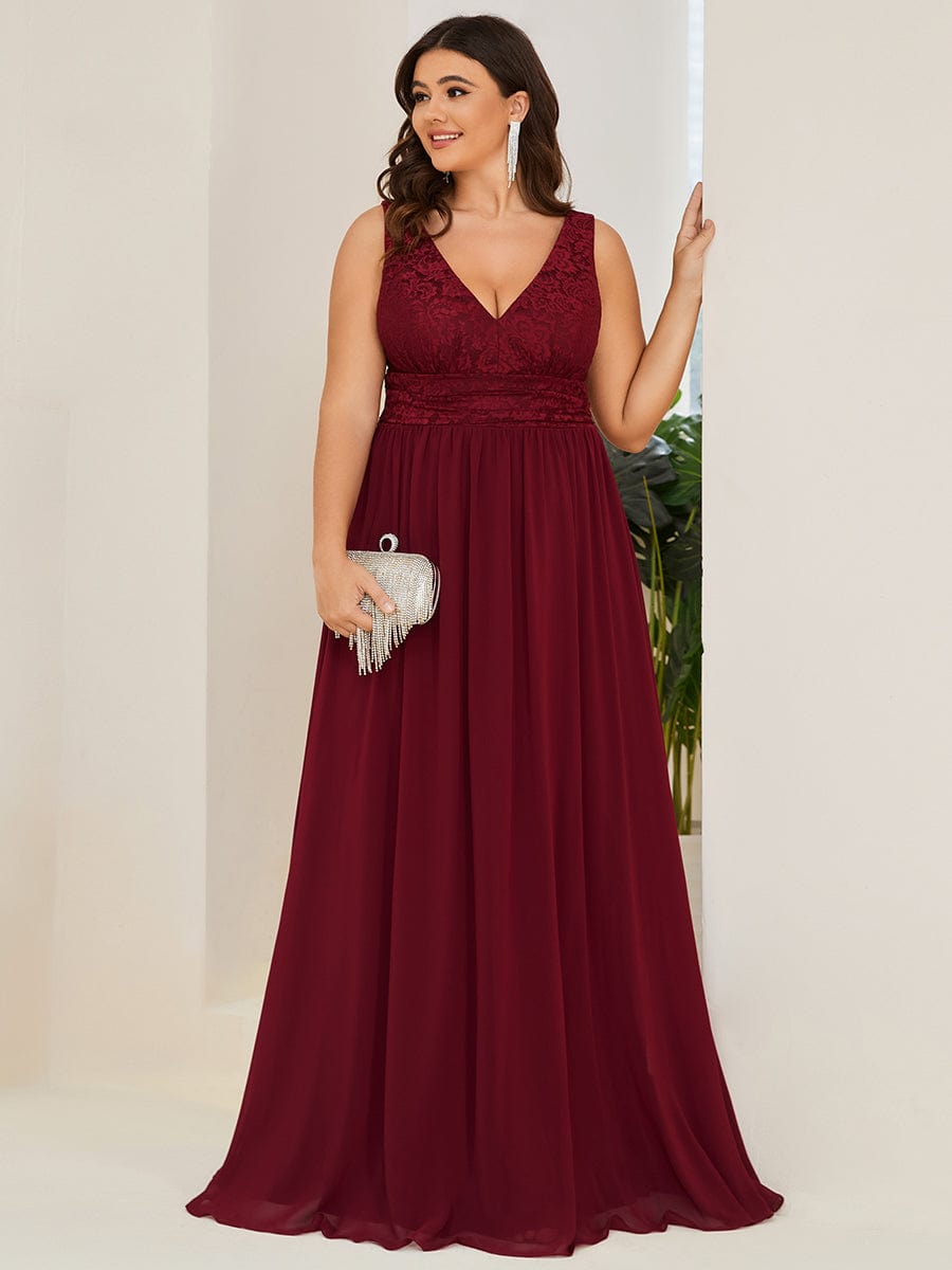 Elegant Deep V Neck A Line Sleeveless Bridesmaid Gowns