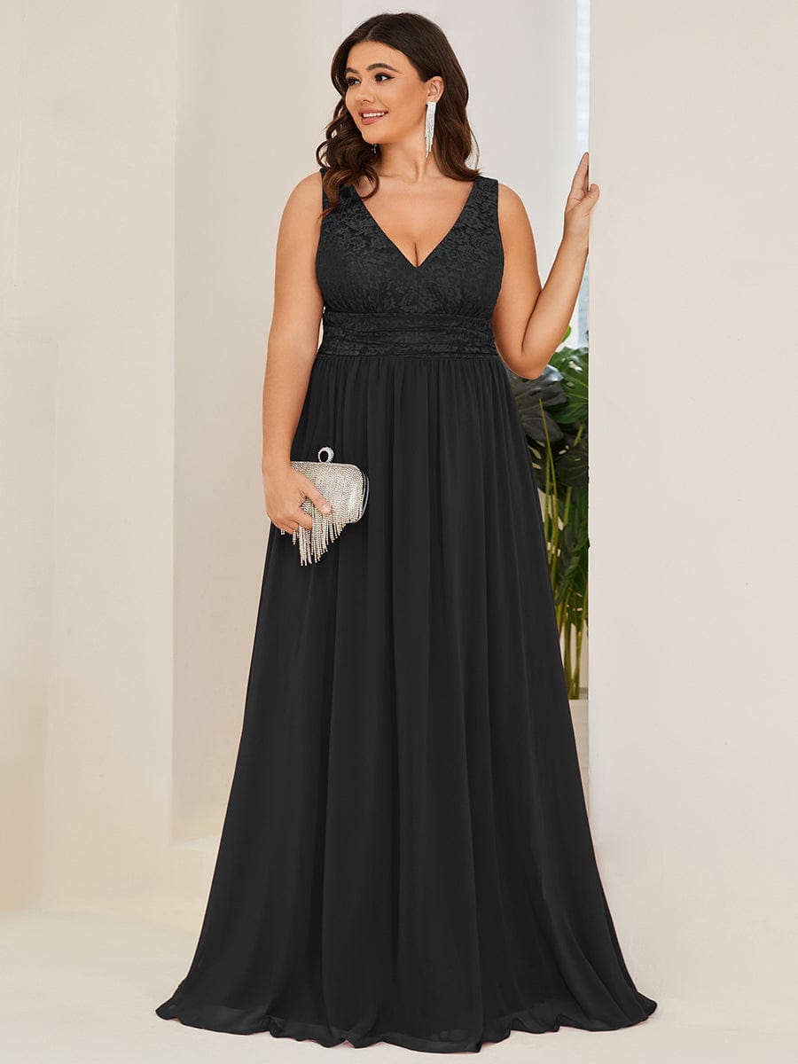 Elegant Deep V Neck A Line Sleeveless Bridesmaid Gowns