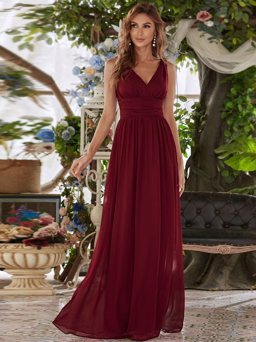 Elegant Dual V-Neck Maxi Dress for Evening Events