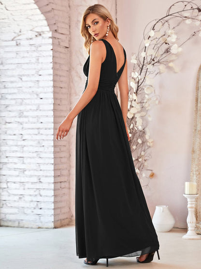 Elegant Dual V-Neck Maxi Dress for Evening Events