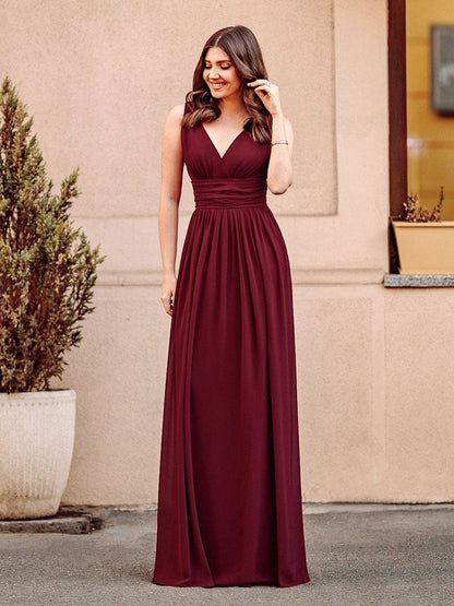 Elegant Dual V-Neck Maxi Dress for Evening Events